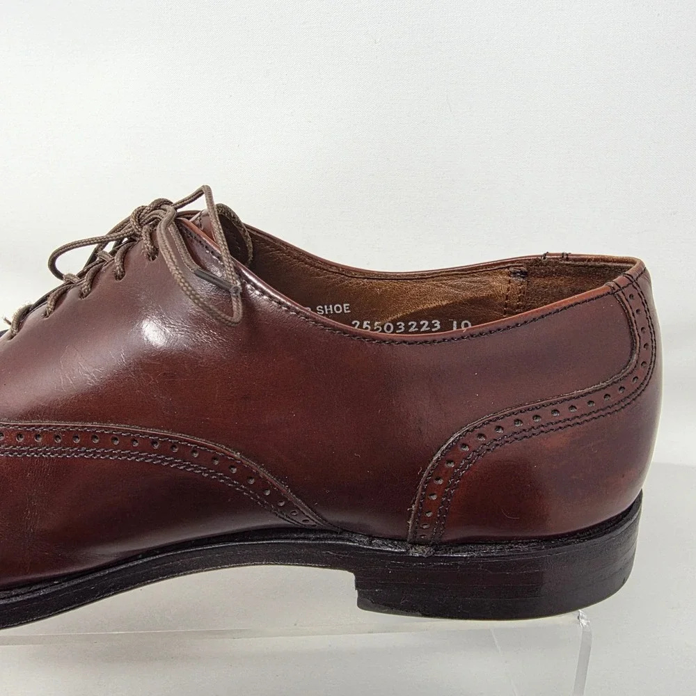 Nuflex Prime Oxford Shoes Mens 12 Cap Toe Brown Leather Brogue Made in USA